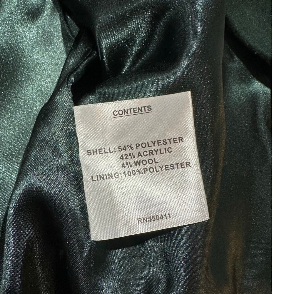 Nine West NWT Sz XXL Forest Green Wool Blend Coat Relaxed Fit Trench Pea Coat - Picture 6 of 12